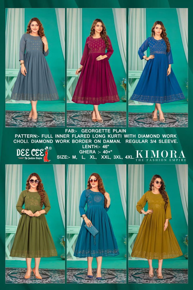 Kimora By Deecee Plain Designer Georgette Kurti Wholesale Market In Surat
